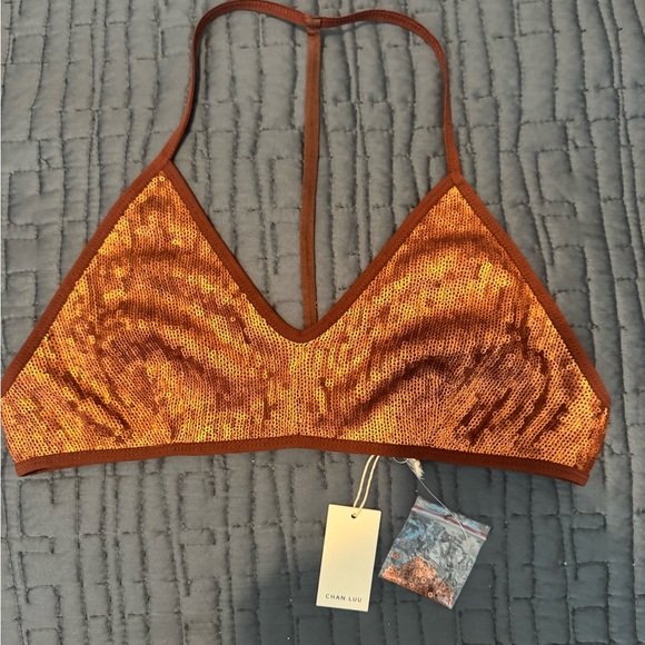 Chan Luu Copper Viscose Jersey Bralette - Picture 3 of 4